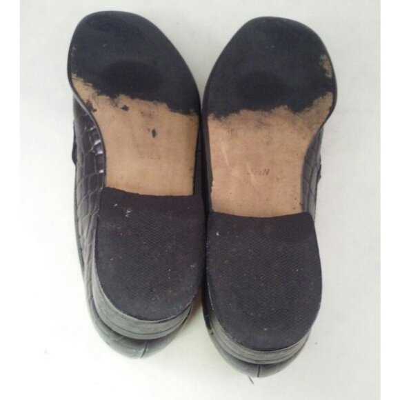 Vintage Enzo Angiolini Black Crocodile Embossed Leather Loafers Mens Shoes Size - Picture 10 of 10